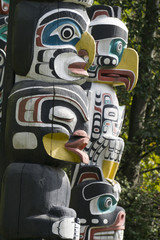 First Nations totem poles in Stanley Park, Vancouver, Canada