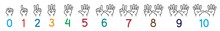 Hands With Fingers Icon Set For Counting Education