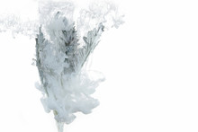 Flower Water Blue Background White Inside Under Paints Acrylic Smoke Streaks Grass Sea Haze Blur Underwater World Planet