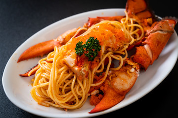 Wall Mural - lobster spaghetti with shrimp egg