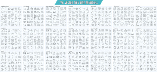 Vector thin line mini , simple outline icons set, 25x25px grid   Pixel perfect.  Editable stroke.