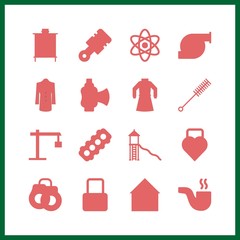 Wall Mural - iron vector icons set. handcuffs, stove, physics and metallic blind in this set.