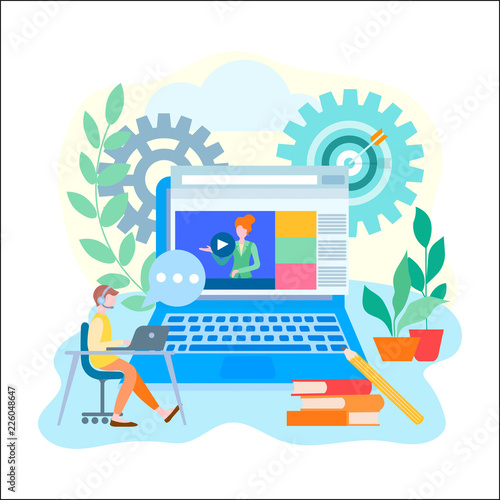 Online learning education, internet courses, coaching concept. Wallpaper Mural