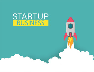 Wall Mural - startup rocket up business project, vector illustration