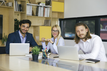 Young business people working in modern office