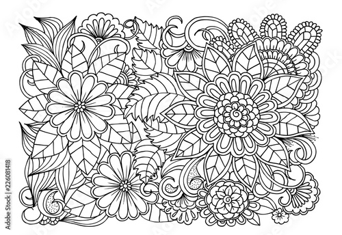 Download Outline vector drawing of flowers for adult coloring books ...