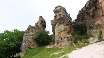 Canvas Print - Rock tomb view of Phrygia valley in the middle of Turkey.