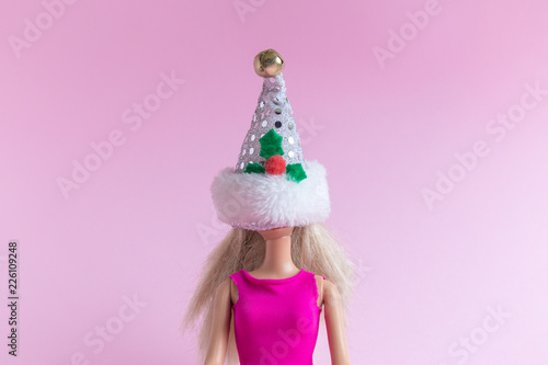 Minimalistic Christmas abstract isolated on rose. Tableau sur Toile