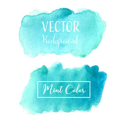 Wall Mural - Mint watercolor background, Pastel watercolor logo, Vector illustration.