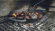 Closeup of roasting chestnut