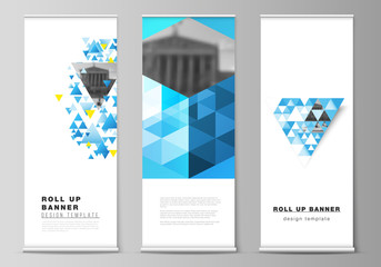Wall Mural - the vector illustration of the editable layout of roll up banner stands, vertical flyers, flags desi