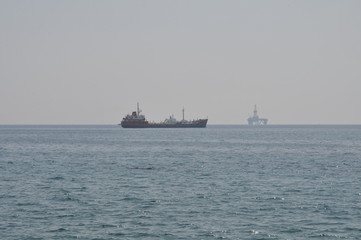 Wall Mural - The cargo ship transportation