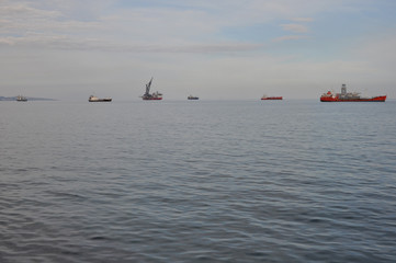 Wall Mural - The cargo ship transportation