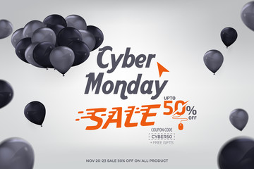 Wall Mural - Cyber Monday Sale Banner Ad Vector Template Design