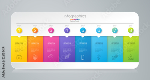 Fotomural Infographics design vector and business icons with 8 options.