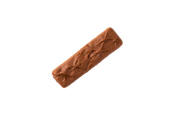 Caramel chocolate bar isolated on white background.