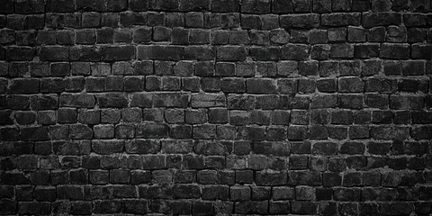 Wall Mural - black wall of bricks, high quality background for design solutions