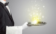 © ra2 studio - Elegant young waiter serving mysterious light on tray
