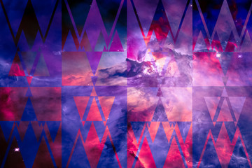 Wall Mural - universe nebula galaxy and the sacred geometry collage abstract outer space. the elements of this im