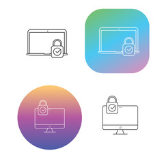 Aufkleber - Protection and Security Vector Line Icons .Business Data Protection Technology, Cyber Security, Computer and laptop with gradient style