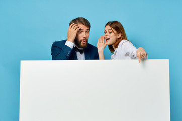 business colleagues place free blu background white color