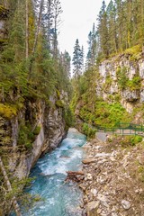 Wall Mural - View at the Johnston creek in Johnston Canyon of Banff National Park in Canadian Rocky Mountains - Canada