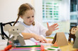 © famveldman - Crafts for kids. Art class for children at school.