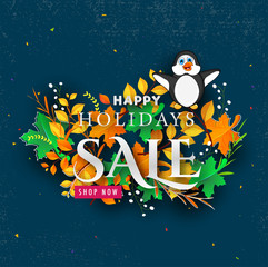 Poster - Happy Holidays Sale Banner, Poster, Promotional Flyer, Advertisement Vector.