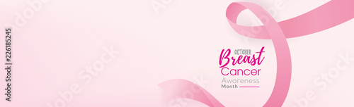 Fotografía Breast cancer awareness campaign banner background with pink ribbon