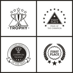 Wall Mural - trophy and prize of champion monochrome logos