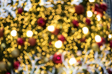 Wall Mural - Blurry background image of defocused colorful lights at night