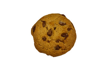 Chocolate chip cookie isolated on white background