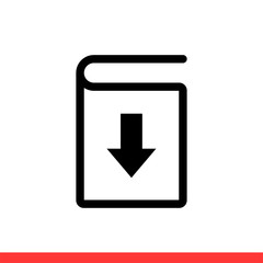 Download book vector icon, ebook symbol. Simple, flat design for web or mobile app