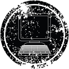 Computer circular distressed symbol