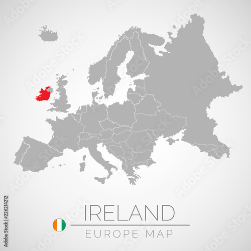 Map of European Union with the identication of Ireland Tableau sur Toile