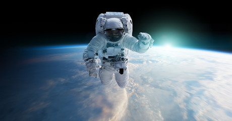 Wall Mural - astronaut floating in space 3d rendering elements of this image furnished by nasa