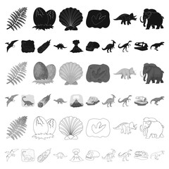 Wall Mural - Different dinosaurs cartoon icons in set collection for design. Prehistoric animal vector symbol stock web illustration.