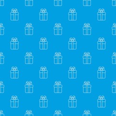 Canvas Print - Gift box pattern vector seamless blue repeat for any use
