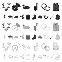 Wall Mural - Hunting and trophy cartoon icons in set collection for design. Hunting and equipment vector symbol stock web illustration.