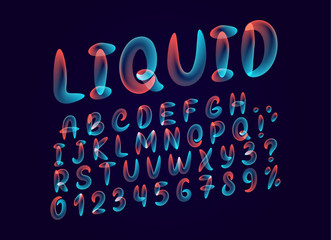 Wall Mural - fluid colored letter. alphabet font of melting liquid. design 3d sign isolated on black background.