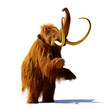 woolly mammoth standing on two legs, prehistoric mammal isolated with shadow on white background (3d rendering)