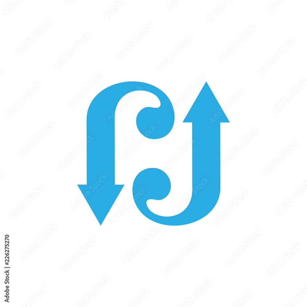 letters rj arrows logo vector