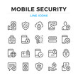 © Jane Kelly - Mobile security line icons set. Modern outline elements, graphic design concepts, simple symbols collection. Vector line icons