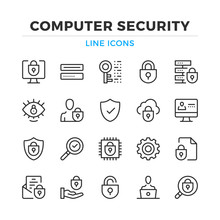 Computer Security Line Icons Set. Modern Outline Elements, Graphic Design Concepts, Simple Symbols Collection. Vector Line Icons