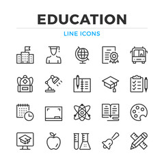 Wall Mural - Education line icons set. Modern outline elements, graphic design concepts, simple symbols collection. Vector line icons