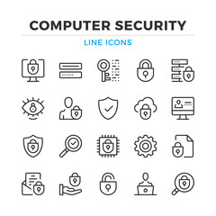 Wall Mural - computer security line icons set. modern outline elements, graphic design concepts, simple symbols c