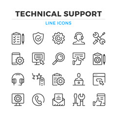 technical support line icons set. modern outline elements, graphic design concepts, simple symbols c