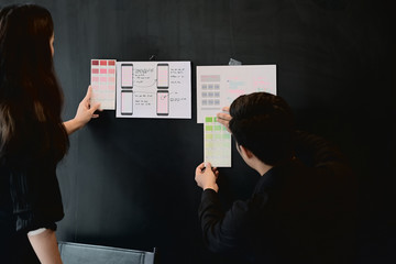 UX UI developer and designer planning layout responsive application mobile phone content.