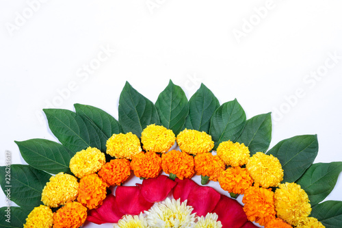Marigold Flower Rangoli Design For Diwali Festival Indian
