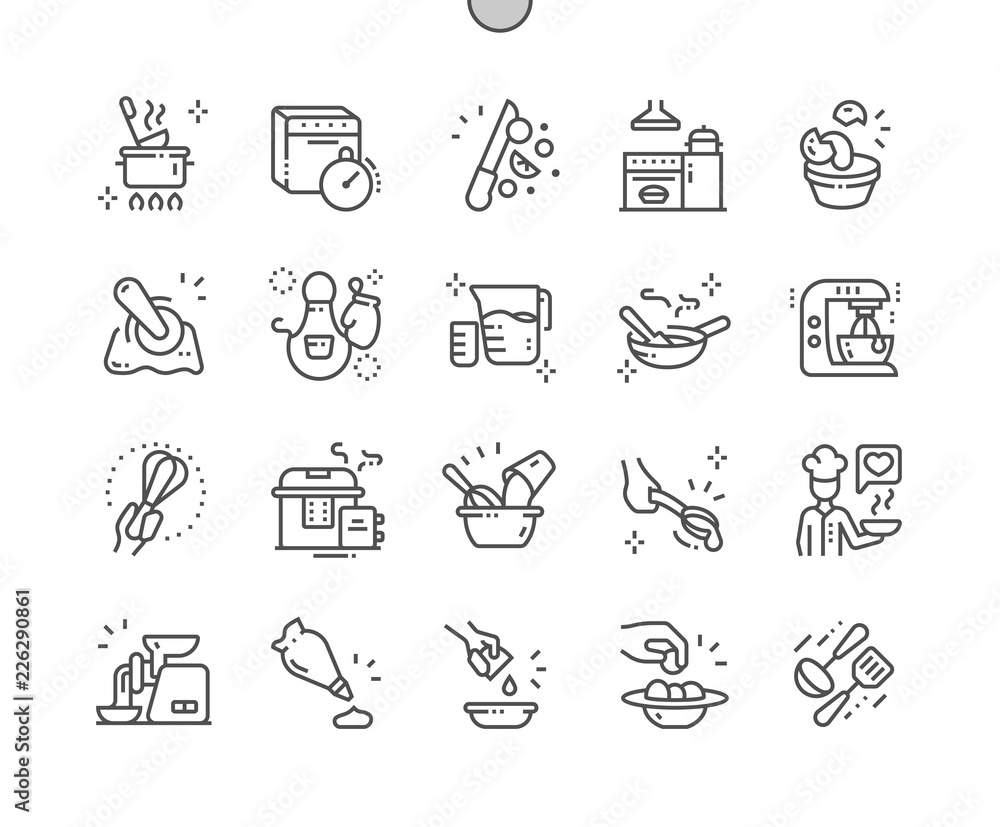 Kitchen Well-crafted Pixel Perfect Vector Thin Line Icons 30 2x Grid ...